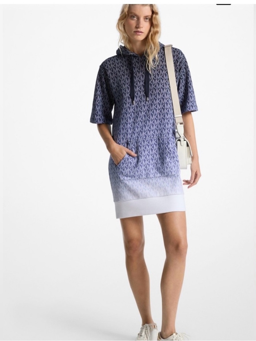 Michael Kors Ombre Blue MK Logo Hoodie Dress